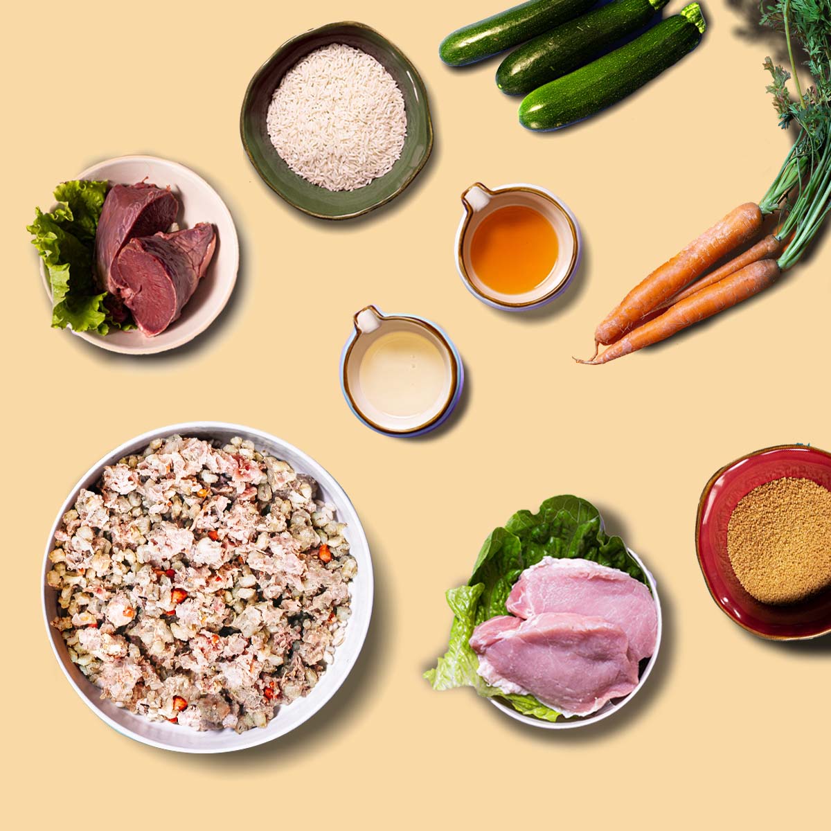 ingredienti naturali usati nel cibo fresco per cani