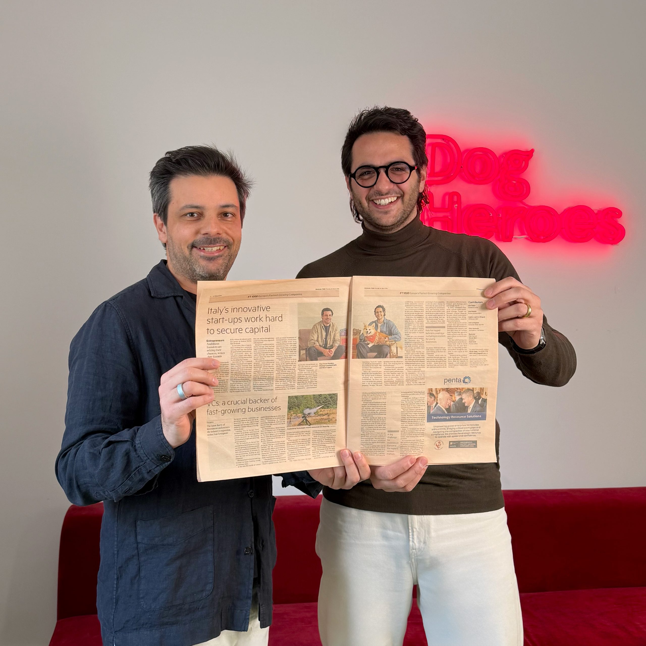 i fondatori di Dog Heroes Pierluigi Consolandi e Marco Laganà, startup italiana cibo fresco per cani